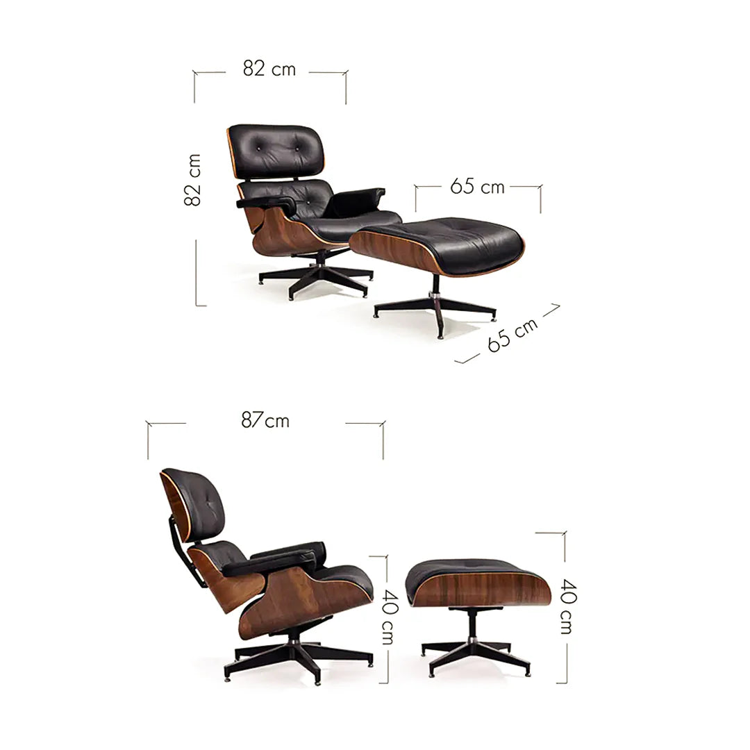 Eames Premium Leather Lounge Chair & Ottoman