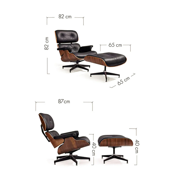 Eames Premium Leather Lounge Chair & Ottoman