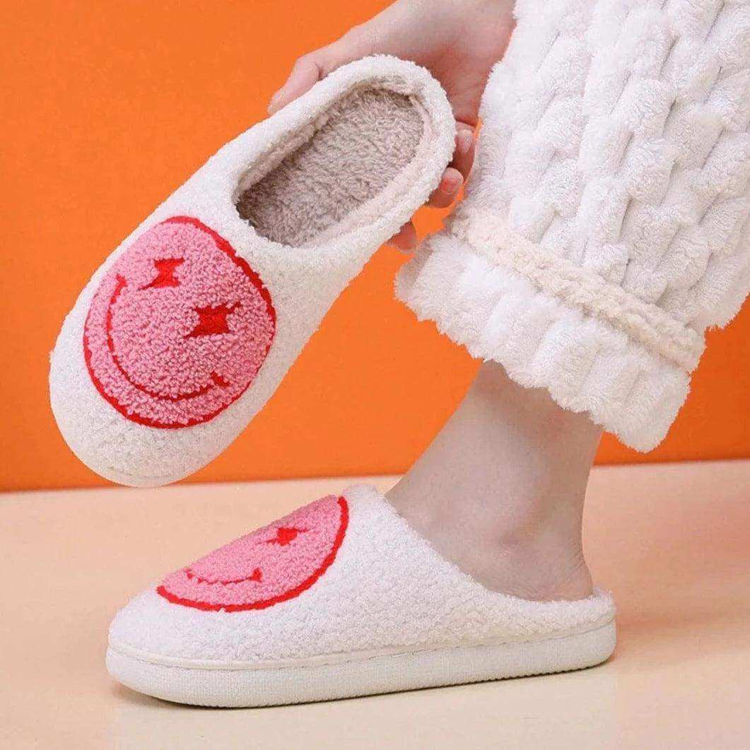 Euphoria Slippers with lightning-eye smiley embroidery