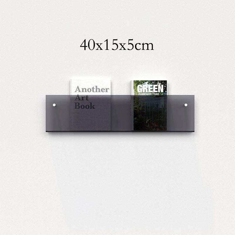Floating Acrylic Magazine Holder in Brown – 50 × 15cm