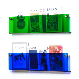Floating Acrylic Magazine Holder in Orange – 40 × 15cm