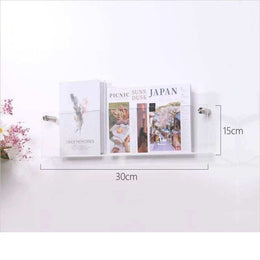 Floating Acrylic Magazine Holder in Orange – 50 × 15cm