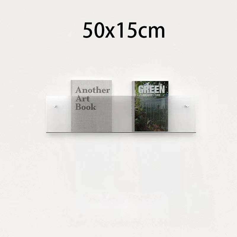 Floating Acrylic Magazine Holder in Blue – 40 × 15cm