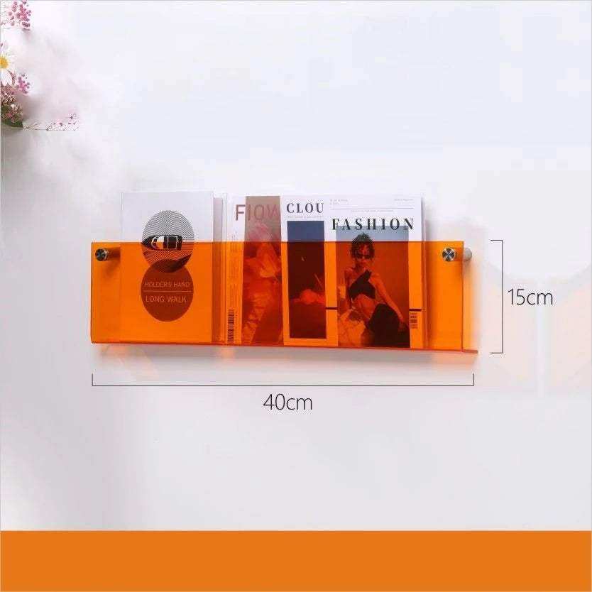 Floating Acrylic Magazine Holder in Light Yellow – 30 × 15cm