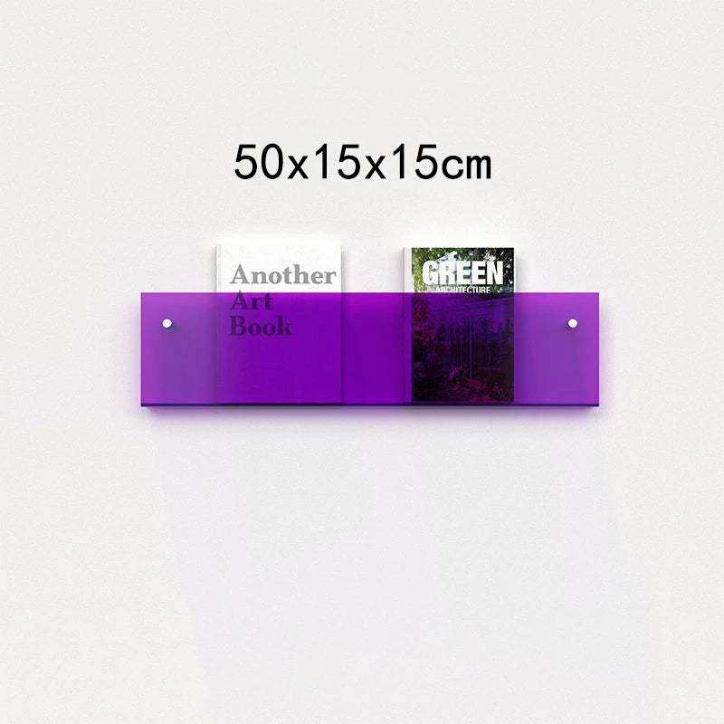 Floating Acrylic Magazine Holder in Clear – 50 × 15cm