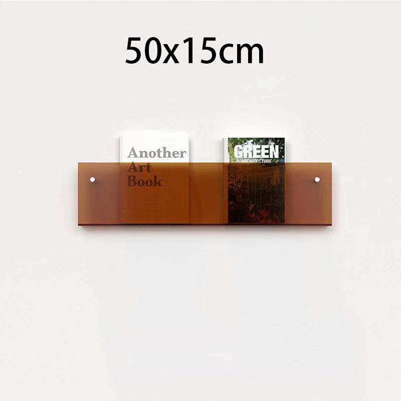 Floating Acrylic Magazine Holder in Clear – 40 × 15cm