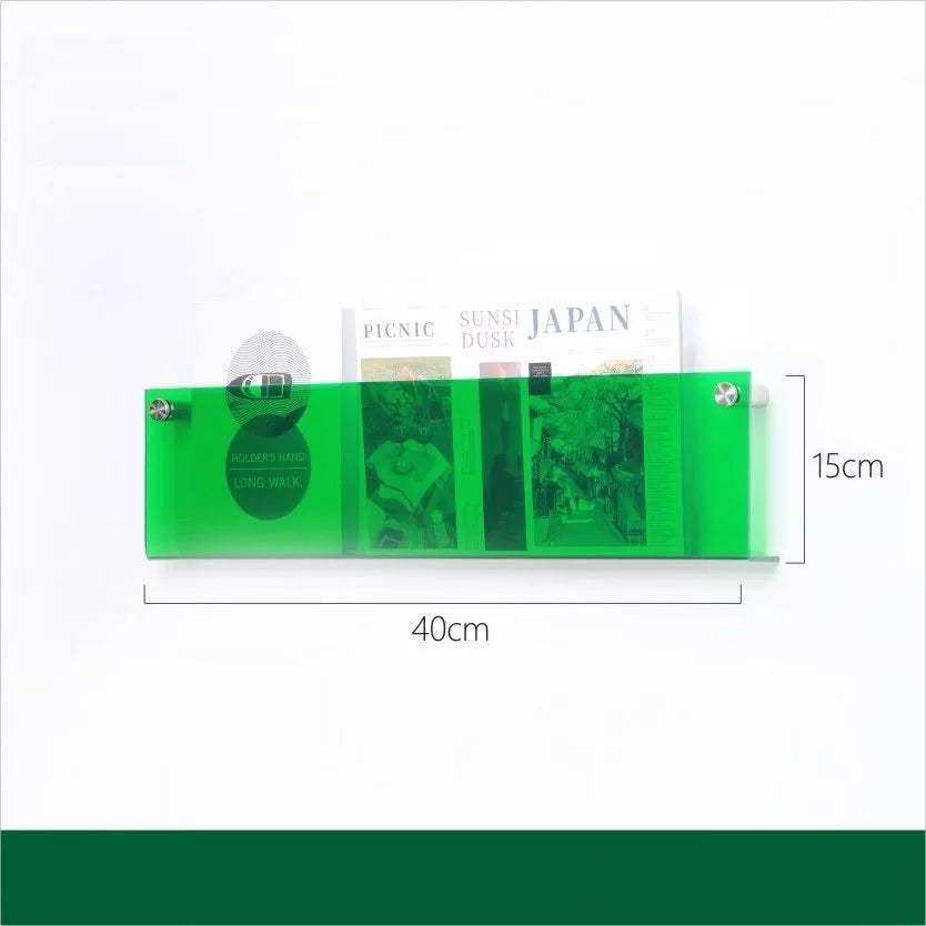 Floating Acrylic Magazine Holder in Black – 40 × 15cm