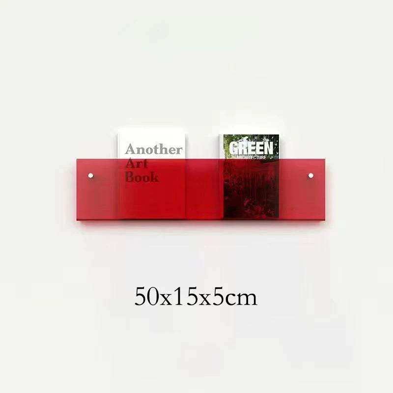 Floating Acrylic Magazine Holder in Green – 30 × 15cm