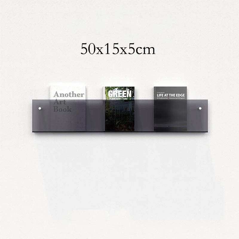 Floating Acrylic Magazine Holder in Clear – 30 × 15cm