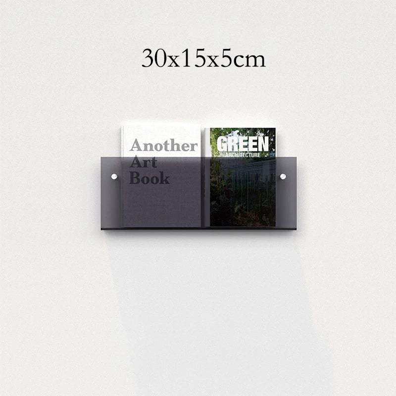 Floating Acrylic Magazine Holder in Light Blue – 40 × 15cm