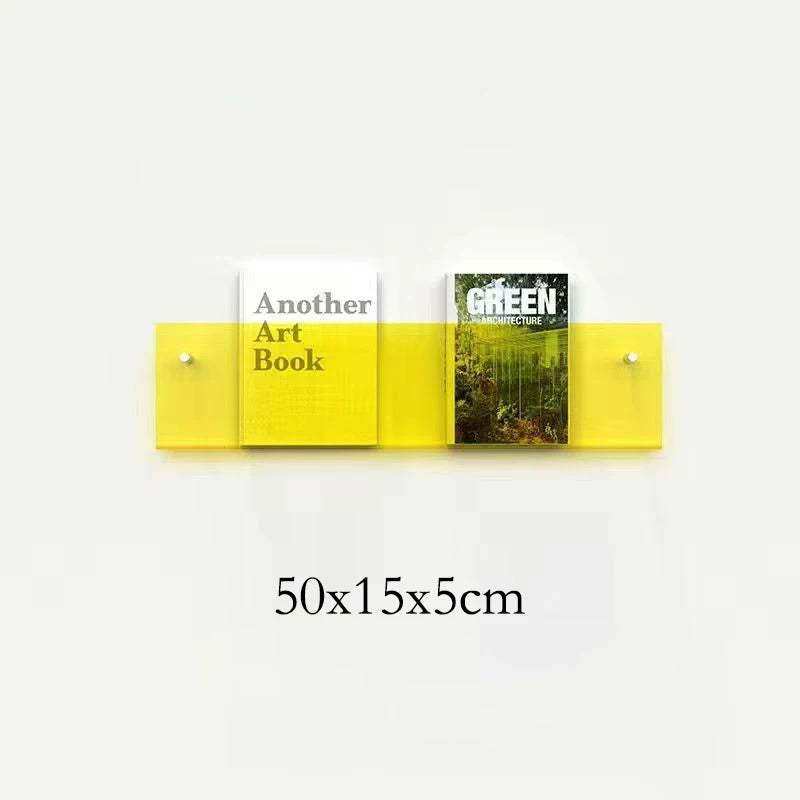 Floating Acrylic Magazine Holder in Green – 50 × 15cm