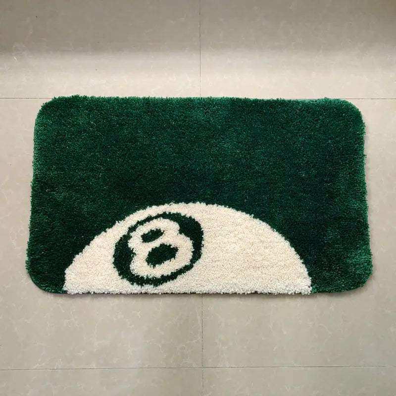 Green 8 Ball door mat shown flat