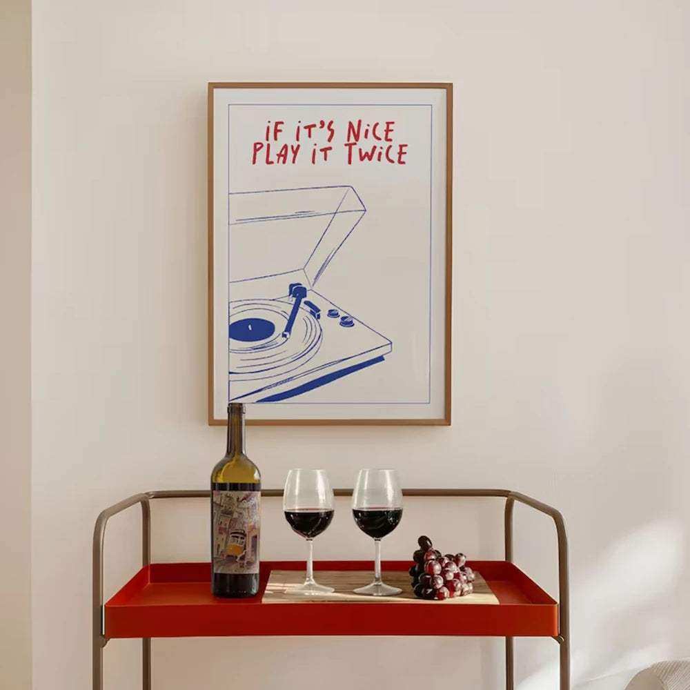 Retro record player canvas wall art