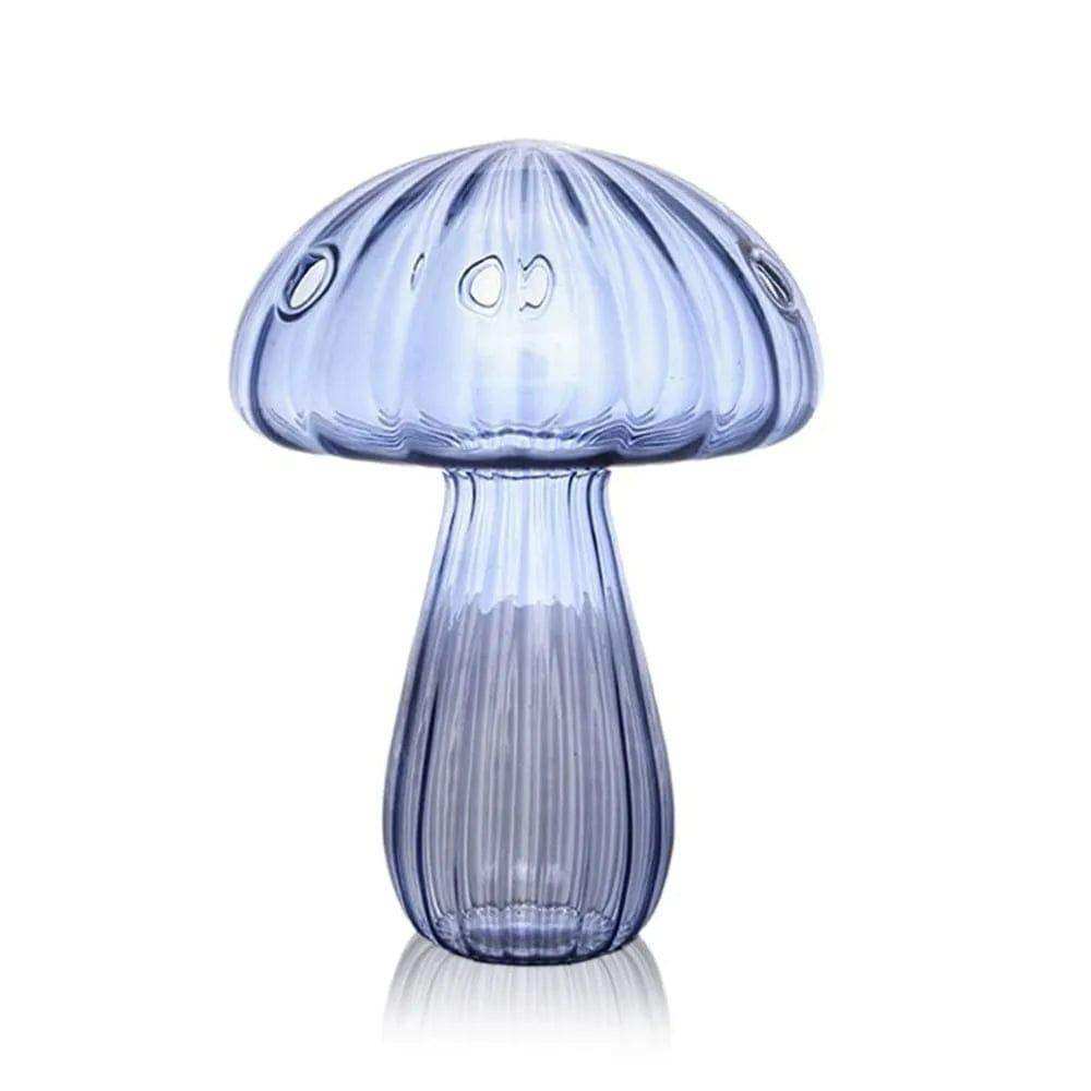 Transparent glass mushroom vase product view