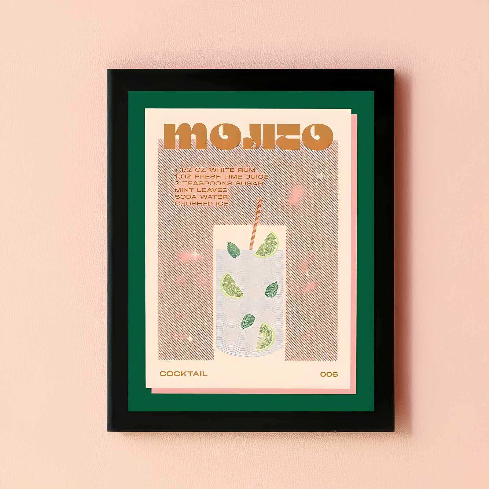 Mojito cocktail canvas print in fresh green tones