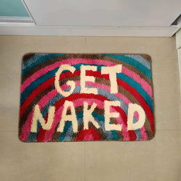 Rainbow Get Naked bath mat in a bathroom setting