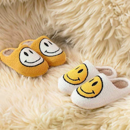 Smiling Slippers with embroidered happy-face design
