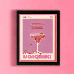 Strawberry Daiquiri cocktail canvas print in red and pink