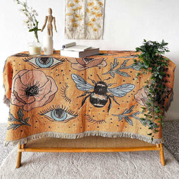 Bumble Bee tapestry throw folded for indoor styling