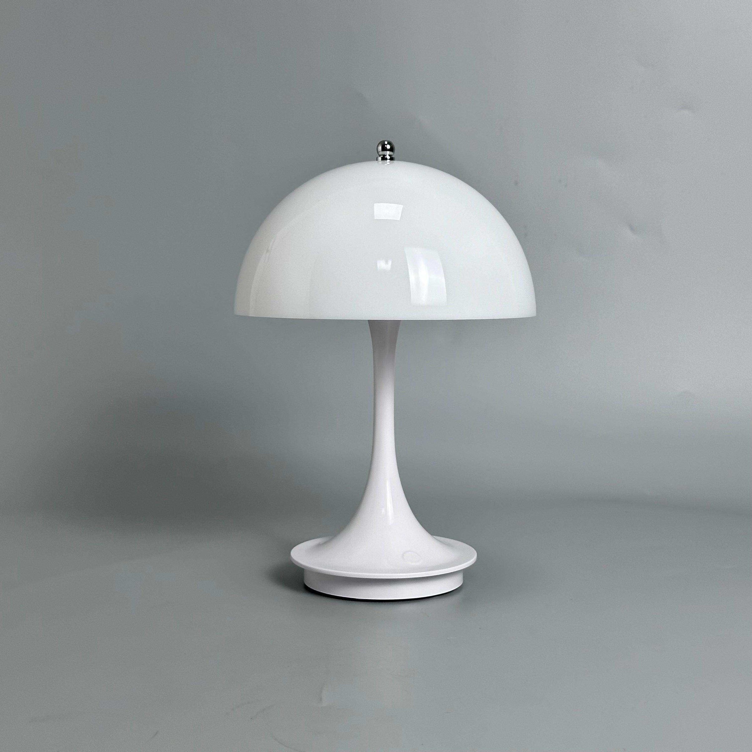 The Luna cordless mushroom table lamp in white