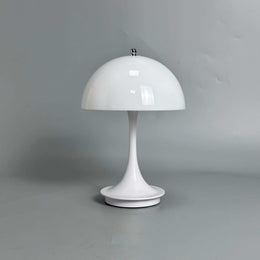 The Luna cordless mushroom table lamp in white