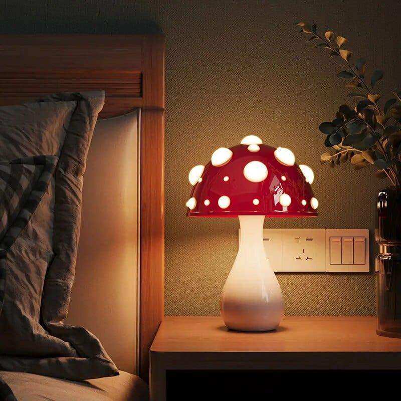 Sculptural Manita mushroom lamp for bedside or desk