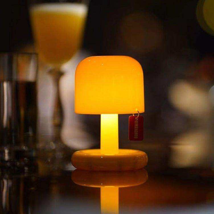 Compact 10.6cm mushroom lamp for bedside or shelf