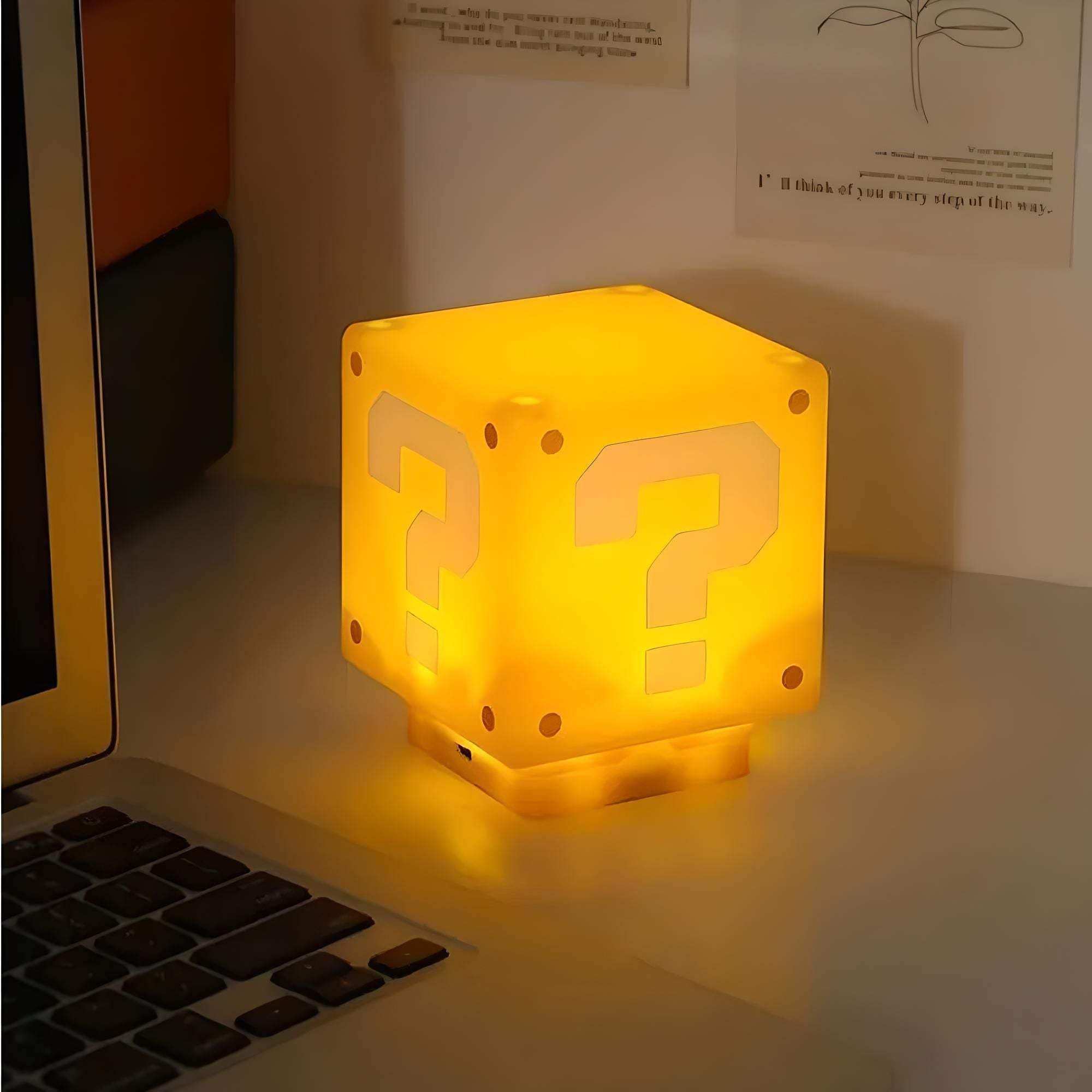 Rechargeable 10cm question mark cube lamp