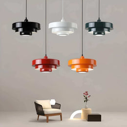 Retro ceiling pendant light with painted metal shade