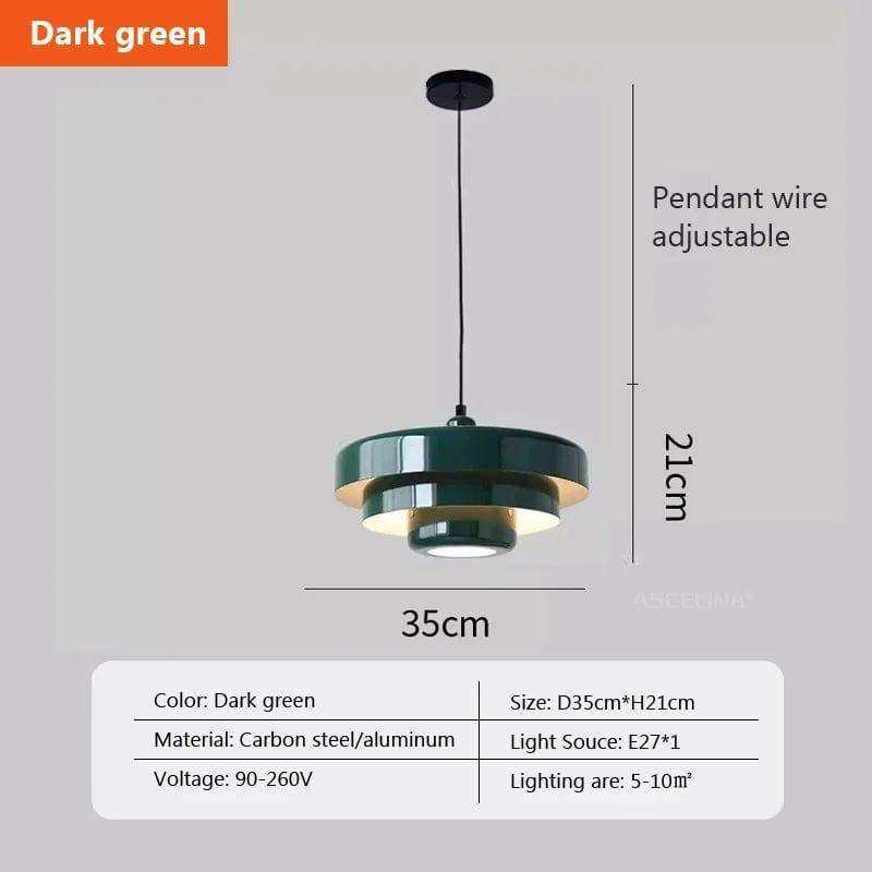 Painted metal pendant light with mid-century profile