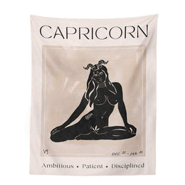 Astrology tapestry shown as a soft textile wall piece