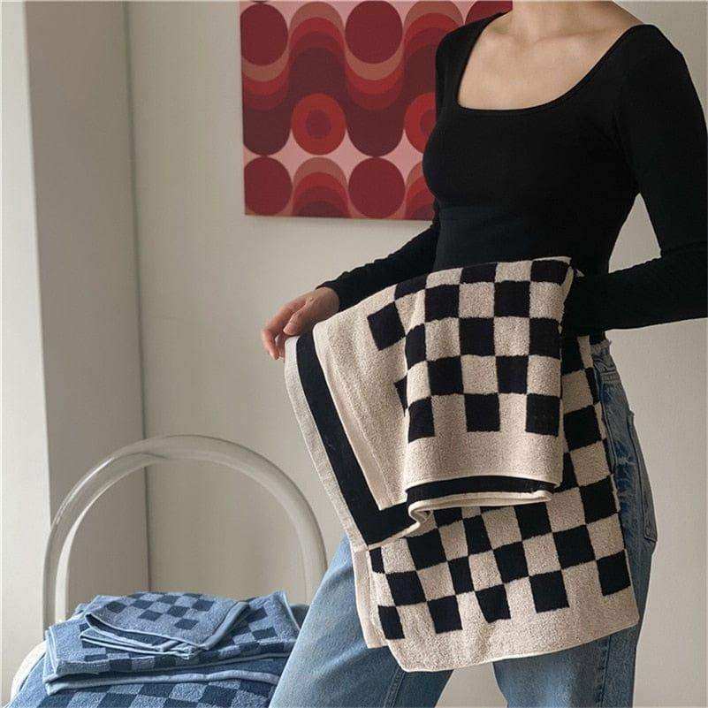 Checkerboard Bath Towels - Sickhaus - Quirky Home Accessories UK