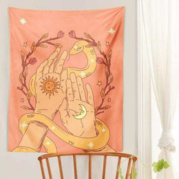 Sun & Moon tapestry styled as wall decor