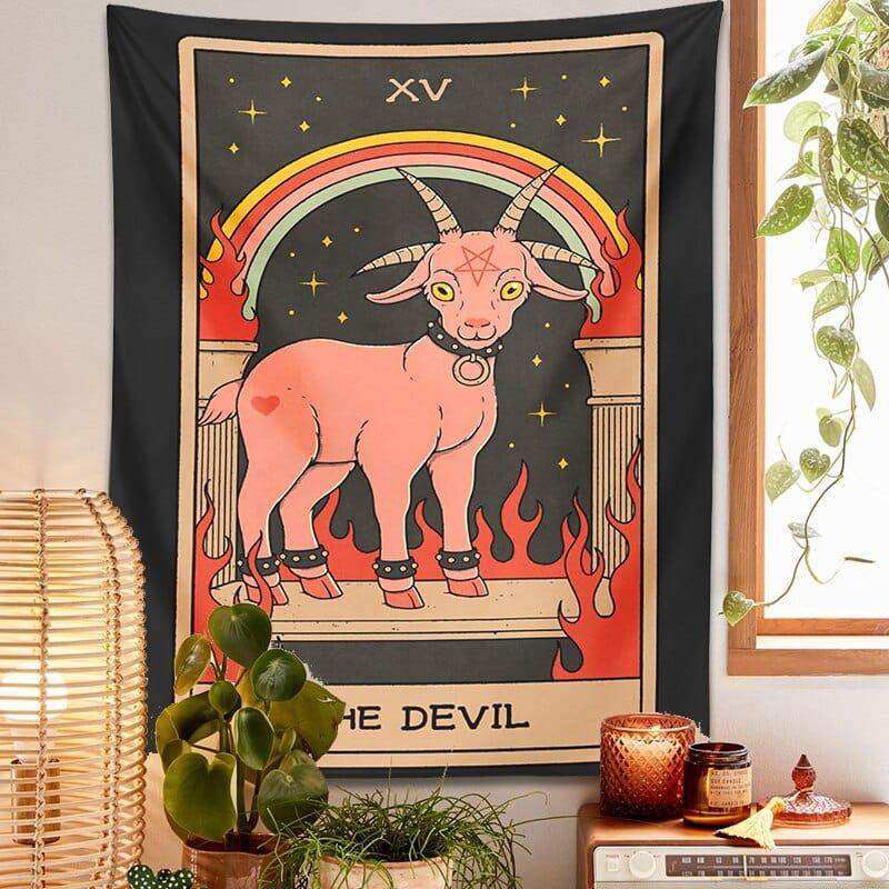 The Devil Tarot Tapestry styled as wall decor