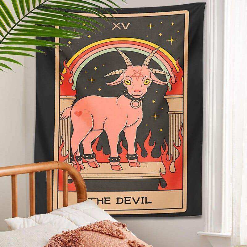 Tarot artwork detail on The Devil Tapestry