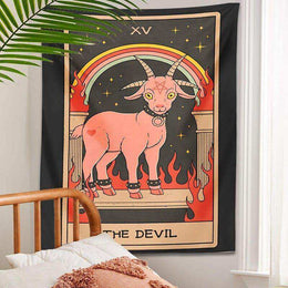 Tarot artwork detail on The Devil Tapestry