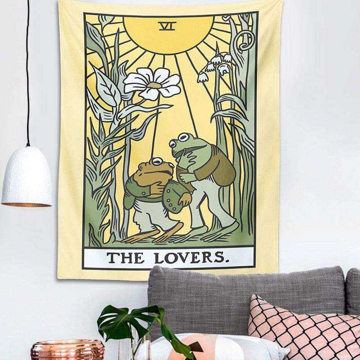 The Lovers Frog Tarot Tapestry - Sickhaus - Quirky Home Accessories UK