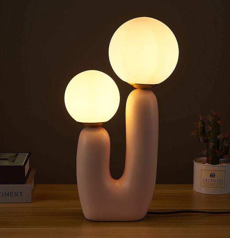Sculptural pink cactus lamp with rounded glass lights