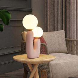 Pink resin and glass table lamp for bedrooms